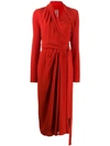Rick Owens Asymmetric Wrap Dress In Red