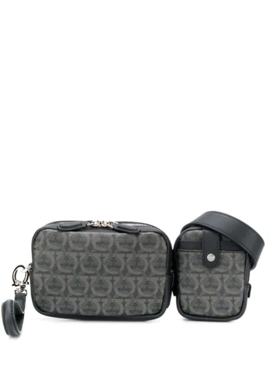 Ferragamo Double Pouch Belt Bag In Black