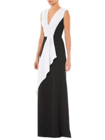 Carolina Herrera Two-tone V-neck Gown In Black White
