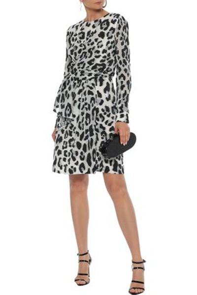 Carolina Herrera Knotted Leopard-print Fil Coupé Silk-blend Dress In Black
