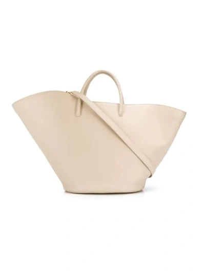 Little Liffner Large Tulip Leather Tote In Neutrals