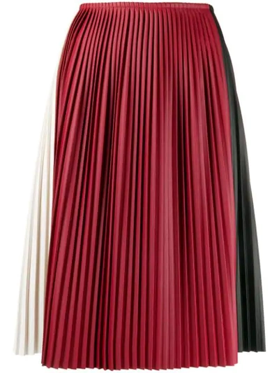 Plan C Colour-block Pleated Skirt In Red