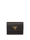 Prada Logo-plaque Folding Wallet In Black