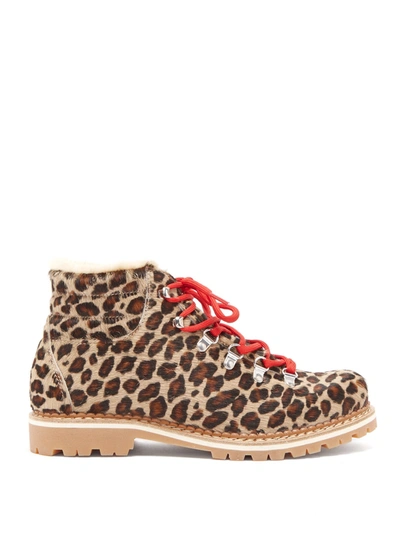 Montelliana Marlen Shearling-lined Leopard-print Calf Hair Hiking Boots In Animal