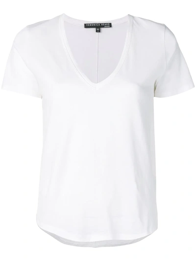 Veronica Beard Cindy V-neck Short-sleeve Pima Cotton Tee In White