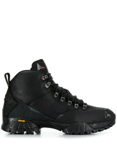 Roa Leather Lace-up Boots In Black