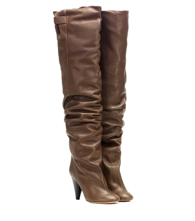 Isabel Marant Likita Leather Over-the-knee Boots In Brown