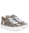 Chloé Lauren Snakeskin-embossed Leather Sneakers In Dark Greige