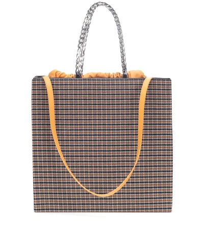 Victoria Beckham Checked Leather-trimmed Tote In Multicoloured