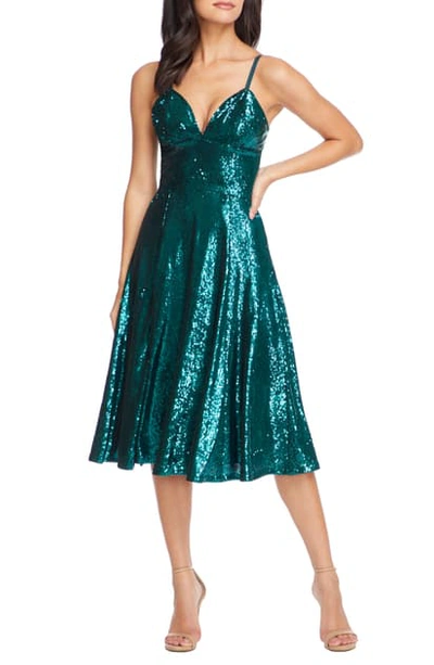 Dress The Population Mimi Sequin Cocktail Dress In Deep Emerald