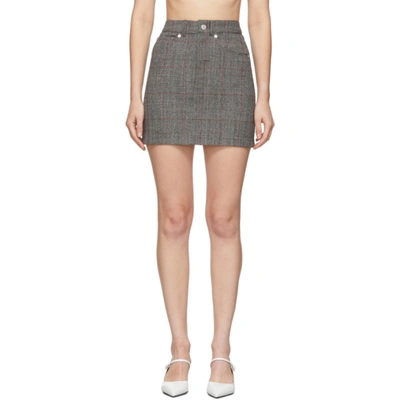 Helmut Lang Prince Of Wales Checked Wool Skirt In Charcoal