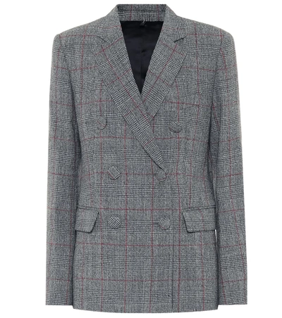 Helmut Lang Prince Of Wales Checked Wool Blazer In Grey