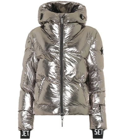 Jet Set Julia Metallic Padded Ski Jacket In Silver ModeSens