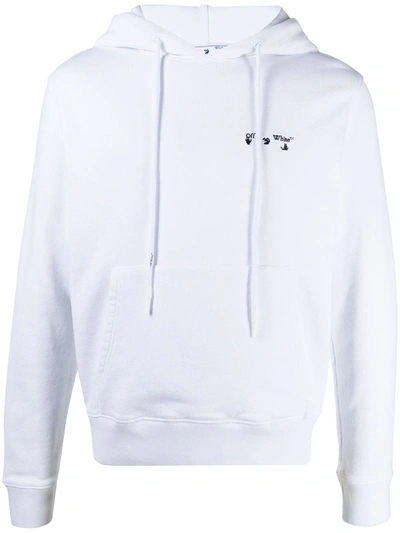 Off-white Ow Logo Hoodie Sweatshirt In White Cotton