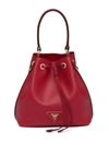 Prada Triangle Patch Bucket Bag In Red