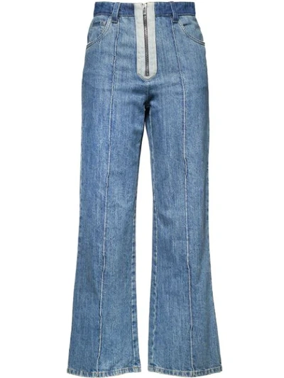 Miu Miu Patchwork Flared Jeans In Blue