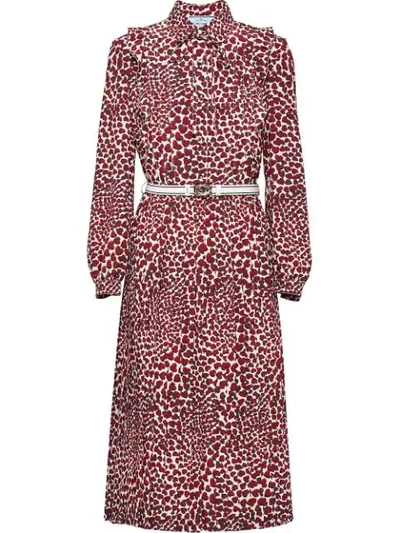 Prada Heart Print Dress In Red