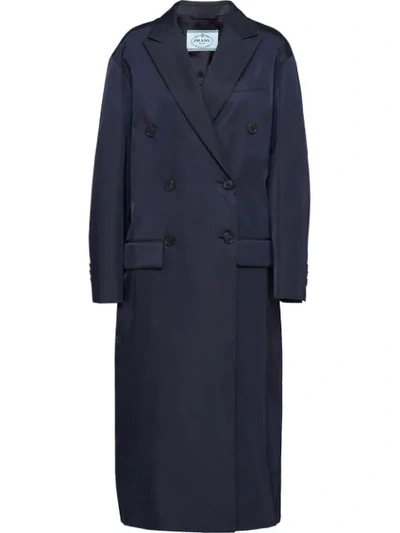 Prada Nylon Gabardine Coat In F0008 Navy