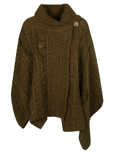 Stella Mccartney Cables Cape In Khaki Green