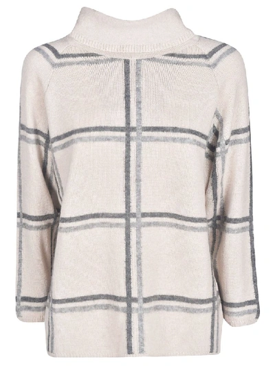 Bruno Manetti Check Knitted Top In Beige/multicolor