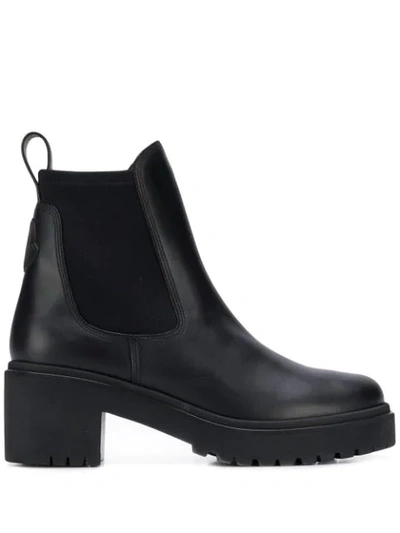 Moncler Women's Vera Block-heel Leather Chelsea Boots In Black