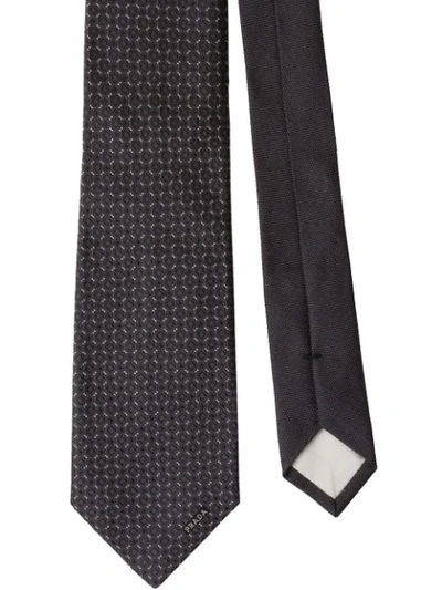 Prada Silk Geometric Tie In Grey