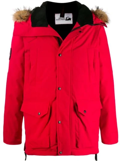 Arctic Explorer Chill Parka Coat In Red