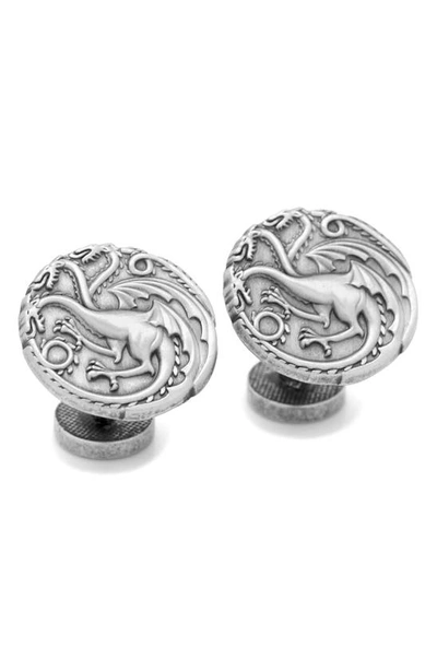 Cufflinks, Inc Game Of Thrones Targaryen Three-headed Dragon Sigil Cufflinks In Silver
