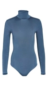 Wolford Colorado Stringbody Turtleneck Bodysuit In Denim