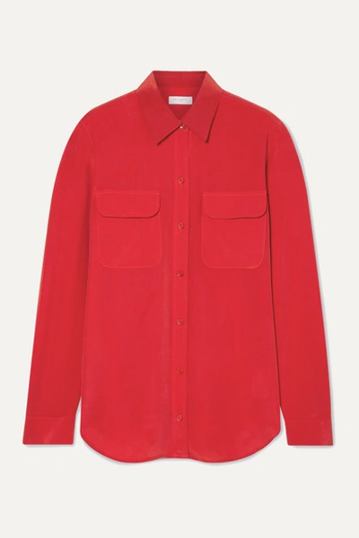 Equipment Slim Signature Silk Button-down Shirt In Red
