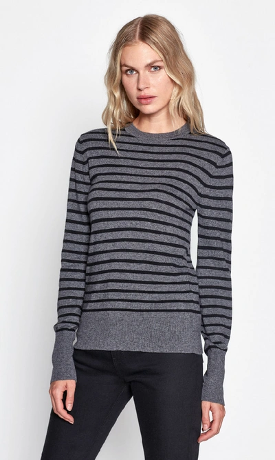 Equipment Astir Striped Pullover Sweater In Mid Gray/true Black