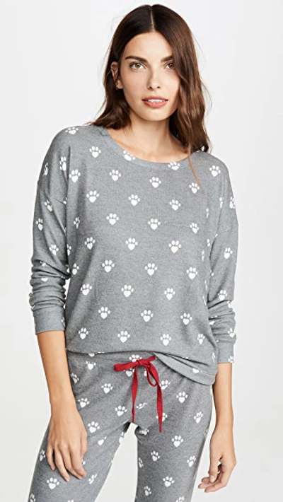 Pj Salvage Animal Lover Pajama Top In Charcoal