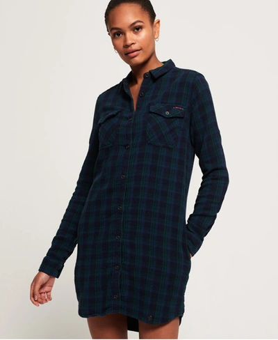 Superdry Willow Check Shirt Dress In Blue