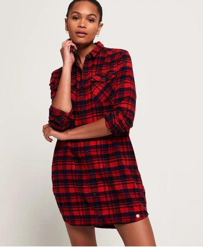 Superdry Willow Check Shirt Dress In Red