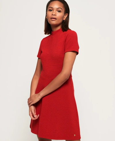 Superdry Nanette Textured Dress In Red