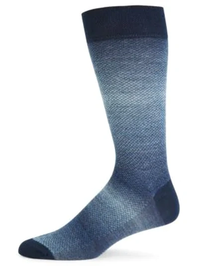 Marcoliani Men's Shaded Piqué Knit Socks In Stormy Blue