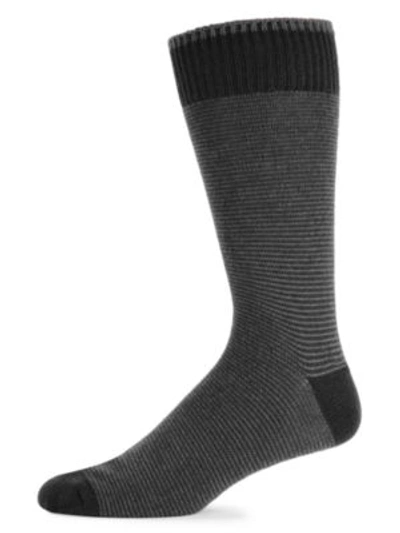 Marcoliani Microstripe Cashmere Socks In Black