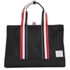 Thom Browne East-west Rwb Handle Canvas Tote Bag In 001 Black