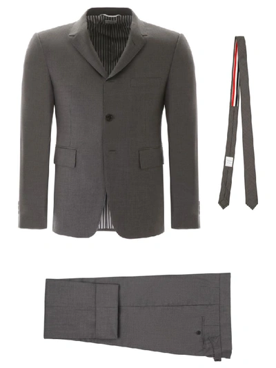 Thom Browne Suit With Tie In Med Grey (grey)
