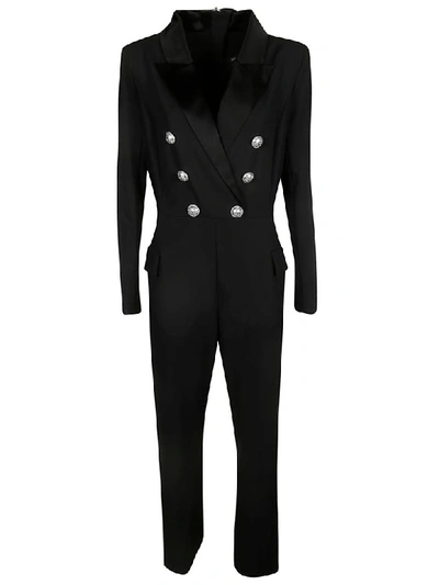 Balmain Double Breasted Back Zipped Jumpsuit In Black