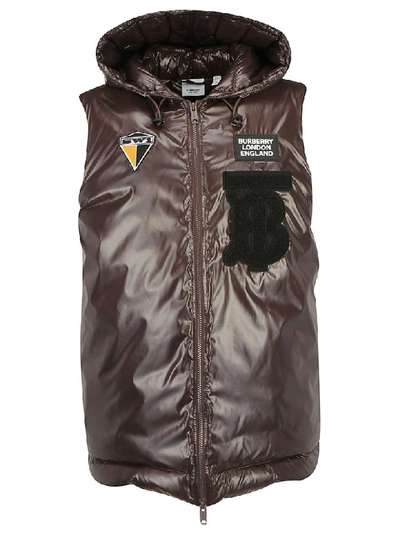 Burberry Iona Down Jacket Vest In Deep Brown