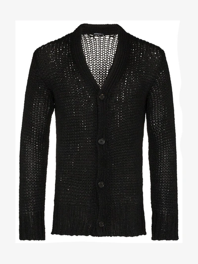 Ann Demeulemeester Knitted Wool Cardigan In Black