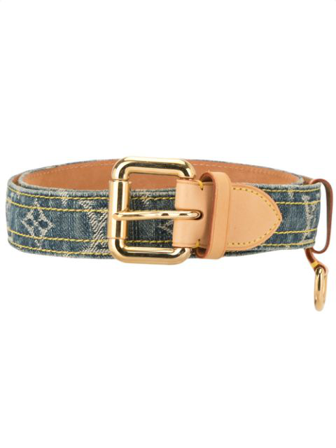 Pre-Owned Louis Vuitton Pre-owned Logo Denim Belt In Blue ,brown | ModeSens