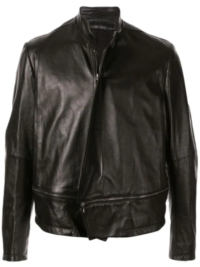Julius Detachable Panel Leather Jacket In Black