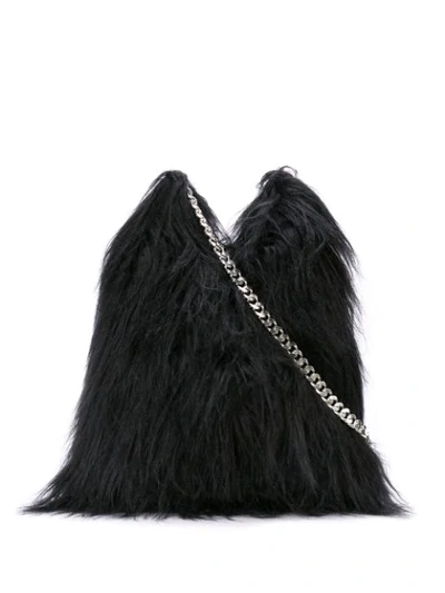 Mm6 Maison Margiela Japanese Faux-fur Crossbody Bag In Black