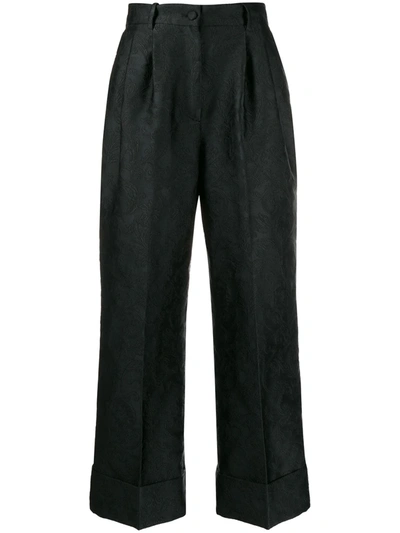 Dolce & Gabbana Jacquard Cropped Flared Trousers In Black