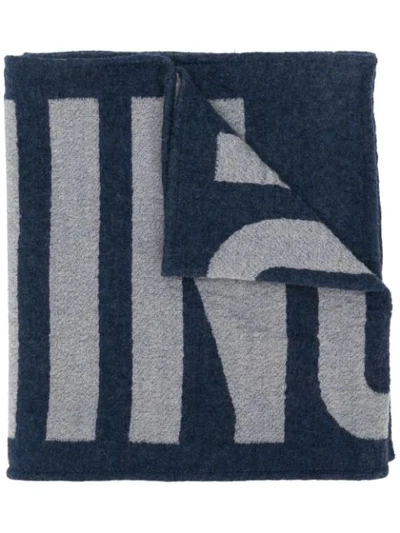Moschino Logo Embroidered Scarf In Blue