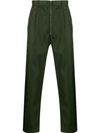 Prada Straight-leg Zipped Trousers In Green