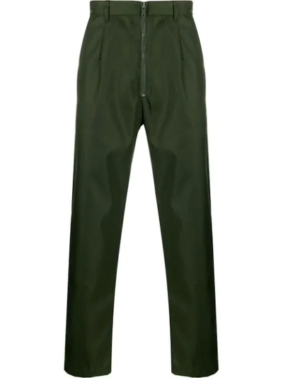 Prada Straight-leg Zipped Trousers In Green