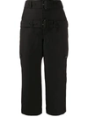 Lanvin Cropped Belted Wool And Silk-blend Straight-leg Pants In Black